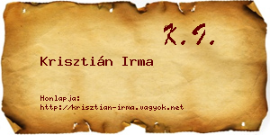 Krisztián Irma névjegykártya